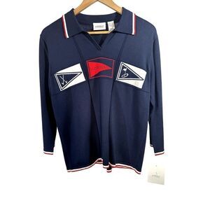 LIZ GOLF/LIZ CLAIBORNE Women's Bird's Eye View Cotton Sweater Blue Medium - NWT